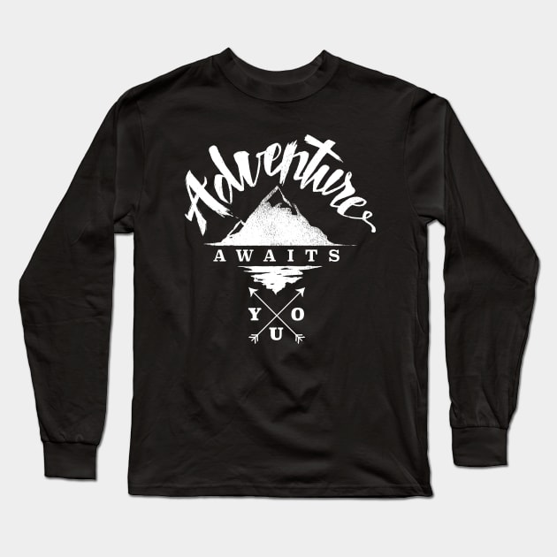 Adventure Awaits You Long Sleeve T-Shirt by sebstadraws